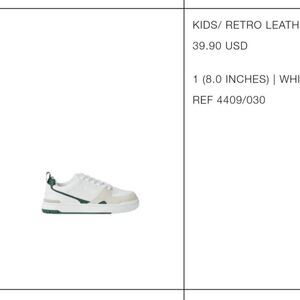 Zara boys size 1 in play condition athletic sporty lace up sneakers white green